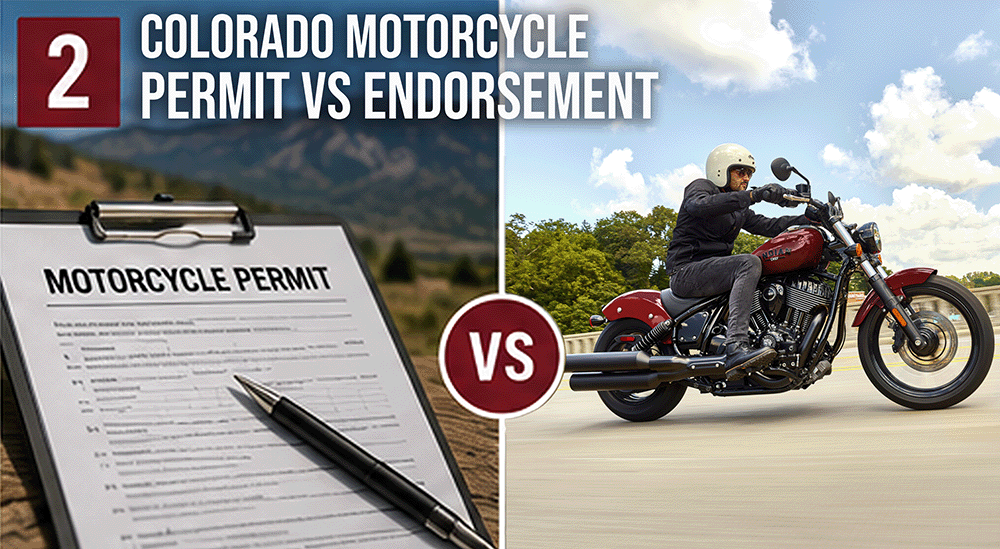 Difference between a Colorado motorcycle permit and motorcycle endorsement.